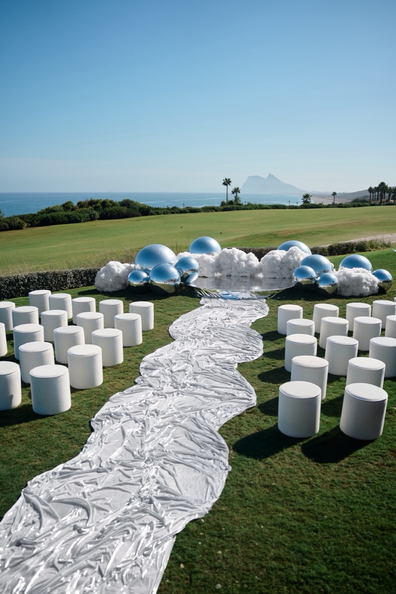 Cloud-themed wedding ceremony set against the Atlantic and Gibraltar